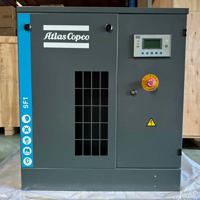 Comhbhrúiteoir Aeir Scrollaigh In Aisce Atlas Copco SF1 Ola 15 kW 2HP Aicme 0 Fíordheimhnithe