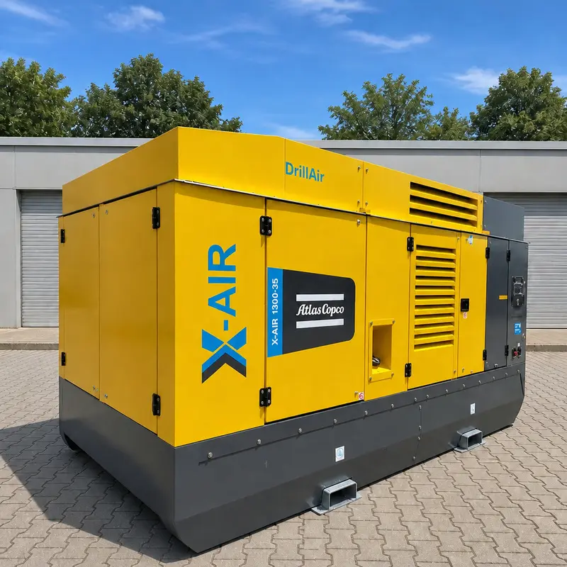 Atlas Copco X-Air 1300 35 Comhbhrúiteoir Díosail Mór Soghluaiste 412kW 35Bar Druileála Fíor